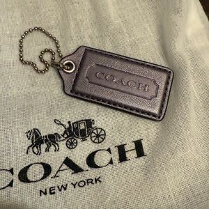 Coach silver Leather hangtag